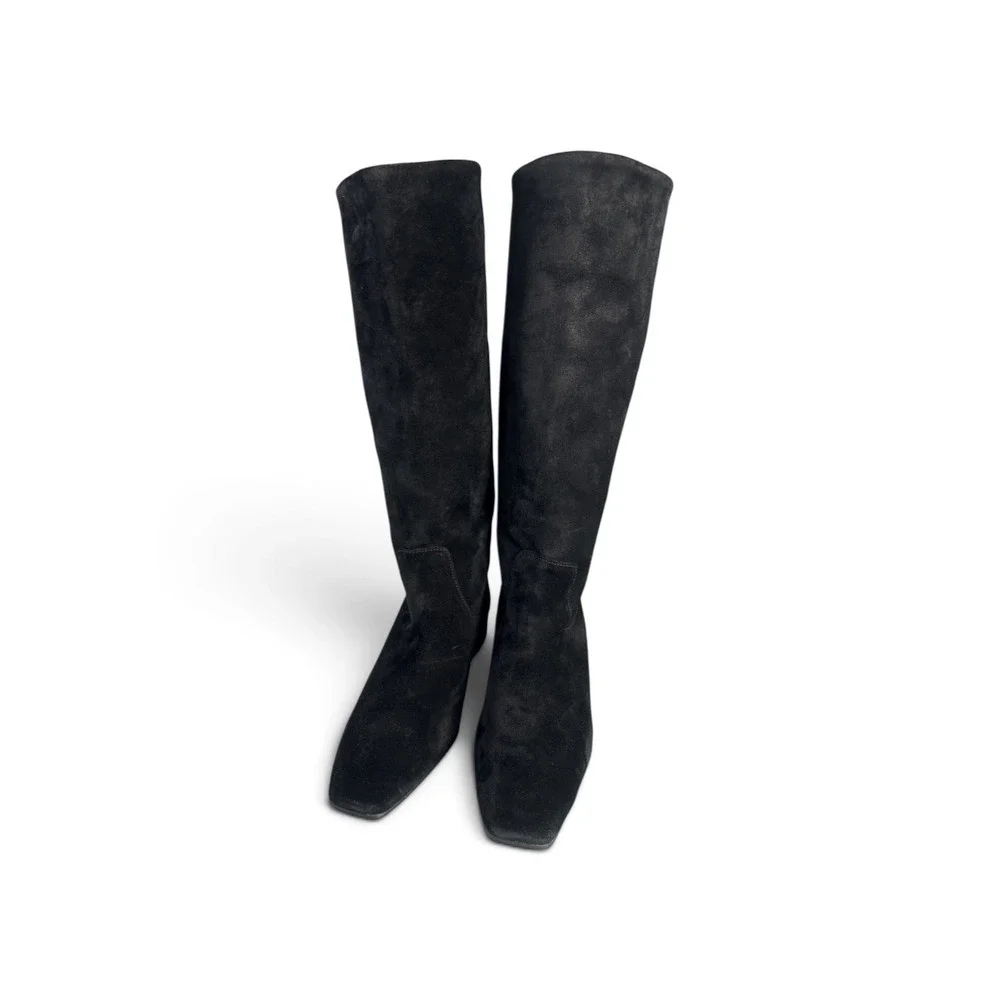 Steve Madden Dantelle Black Suede Square Toe Tall Boots DANT03S1 Size 8.5M